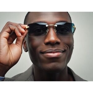 Rimless Glasses Wood Temple GreenLens Lightweight Fashion Eyeglasses UV400 Gafas